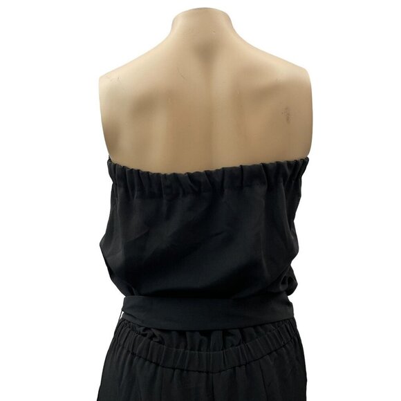 Ann Taylor Loft Belted‎ Tie Waist Strapless Straight Leg Black Jumpsuit Women XS - Picture 5 of 12